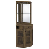 Coaster Alviso Corner Bar Cabinet with Stemware Rack Rustic Oak Model 182303